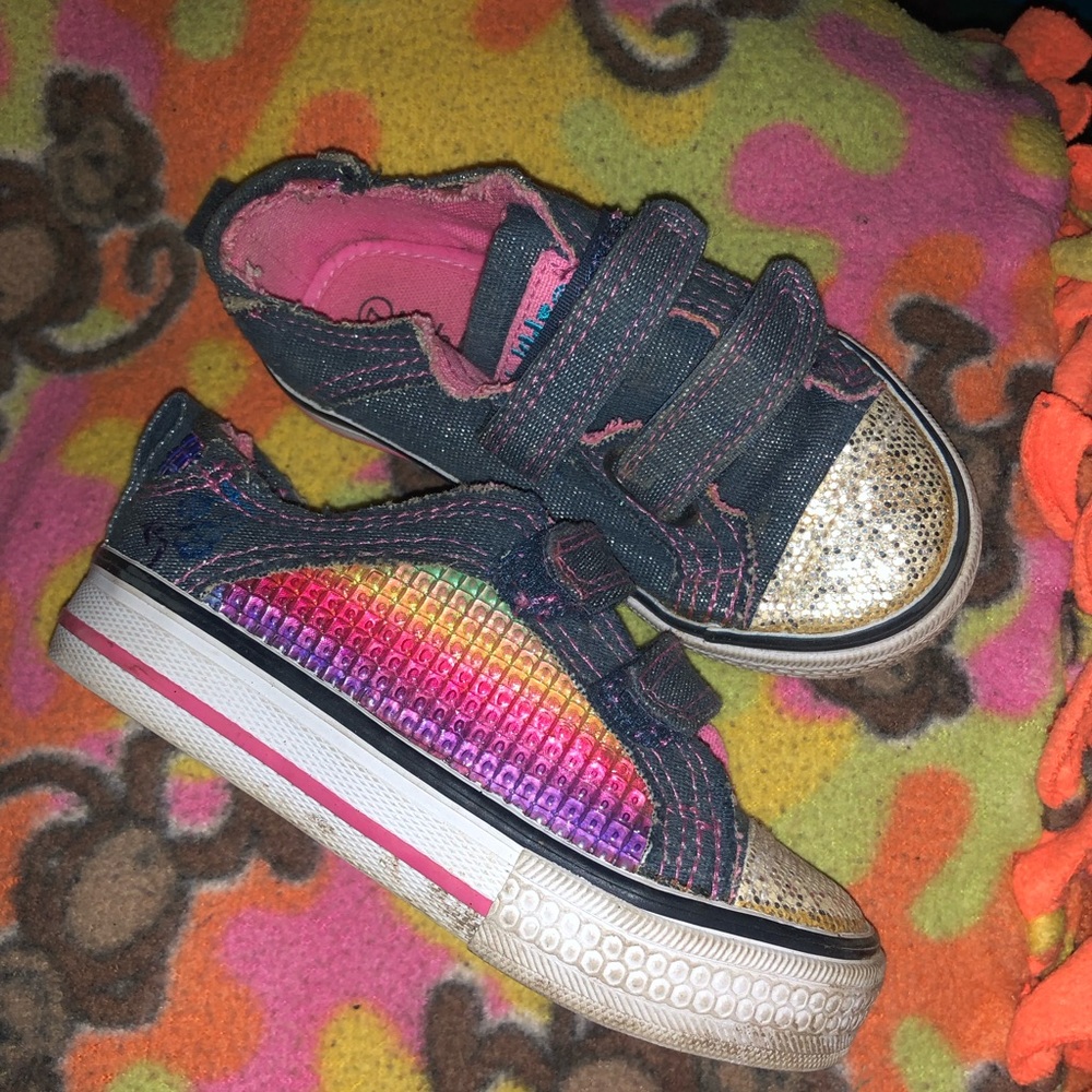 Colorful Kids Sneakers with Glitter Toe